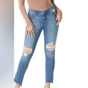 Sofia Vergara Women's Bagi Boyfriend Mid Rise Destructed Jeans Size 10